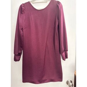 Women's Long Sleeve Shift Dress in Plum